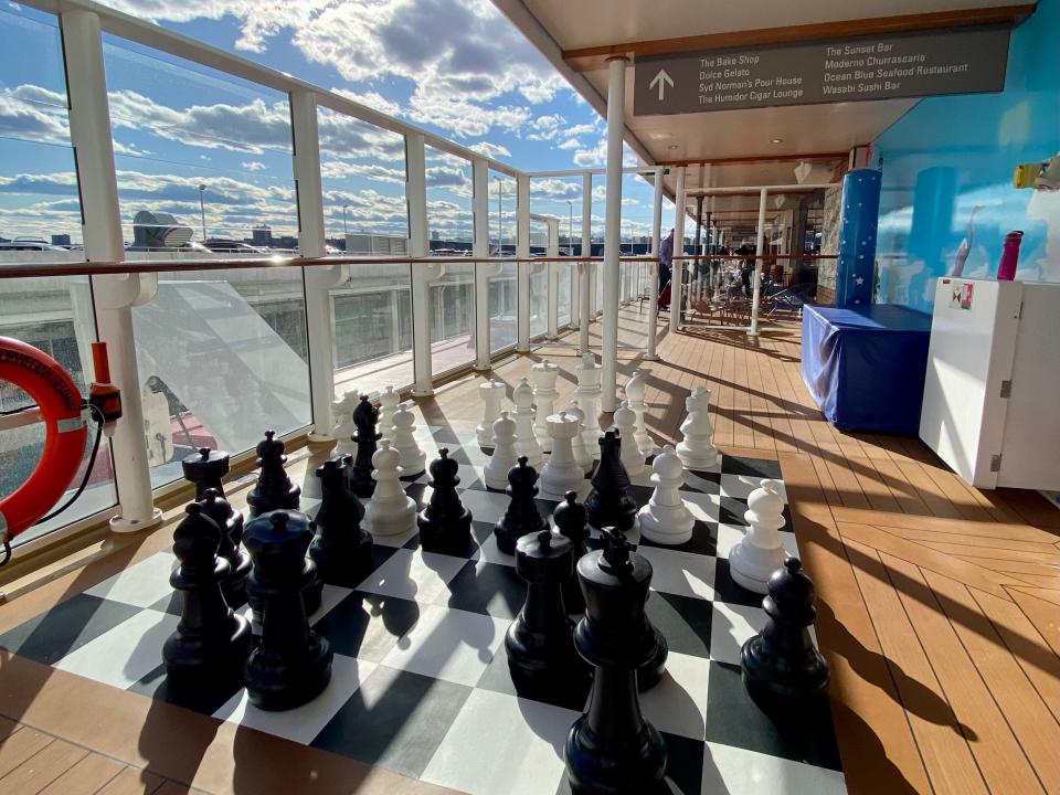 massive chess board on the norwegian getaway