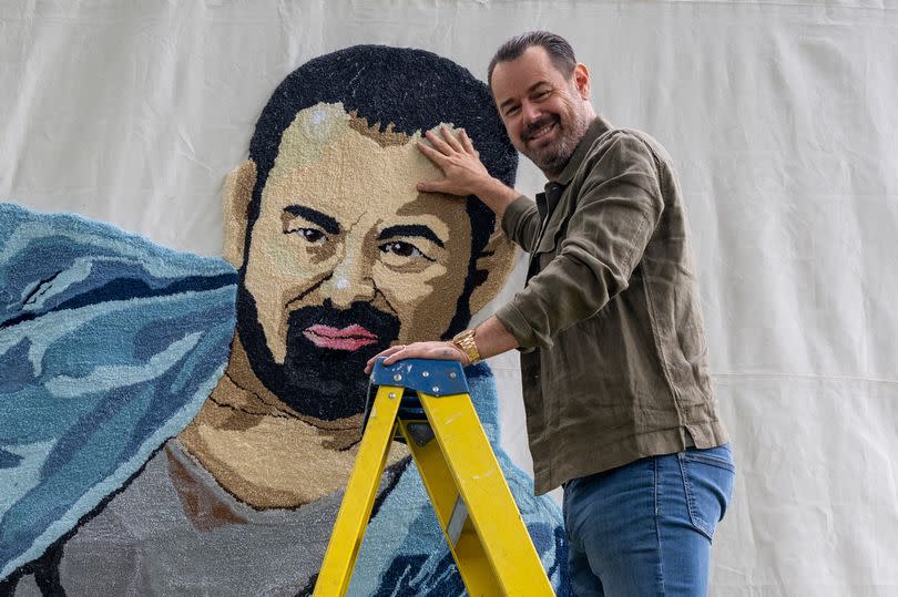 Danny Dyer couldn't resist a touch of his face on the rug