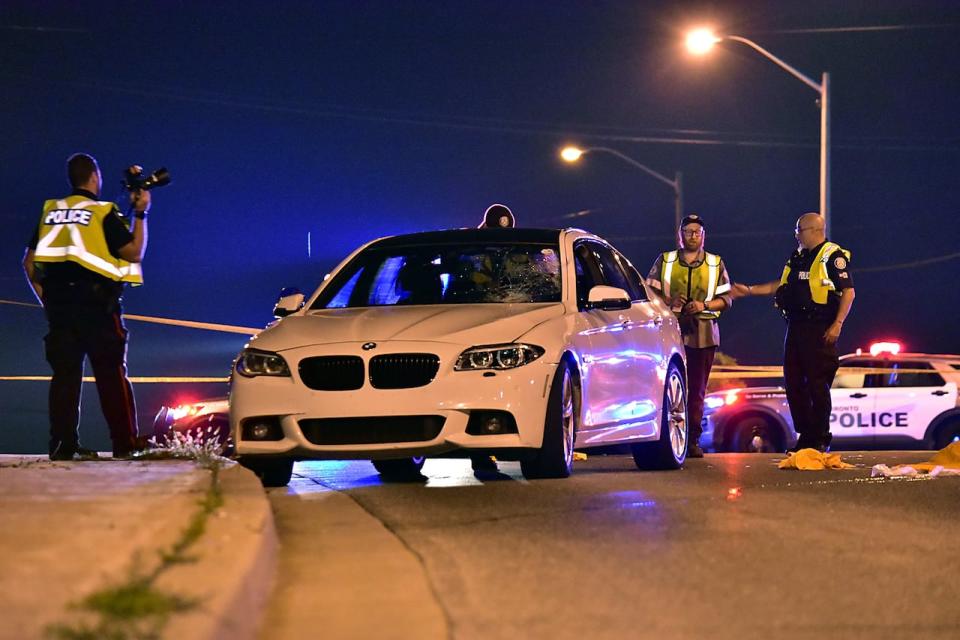 On Friday, Toronto police were called to the area of Warden Avenue and Ellesmere Road shortly before 10:20 p.m. for report of a pedestrian who had been hit by a vehicle. The pedestrian was pronounced dead at the scene. (CBC - image credit)