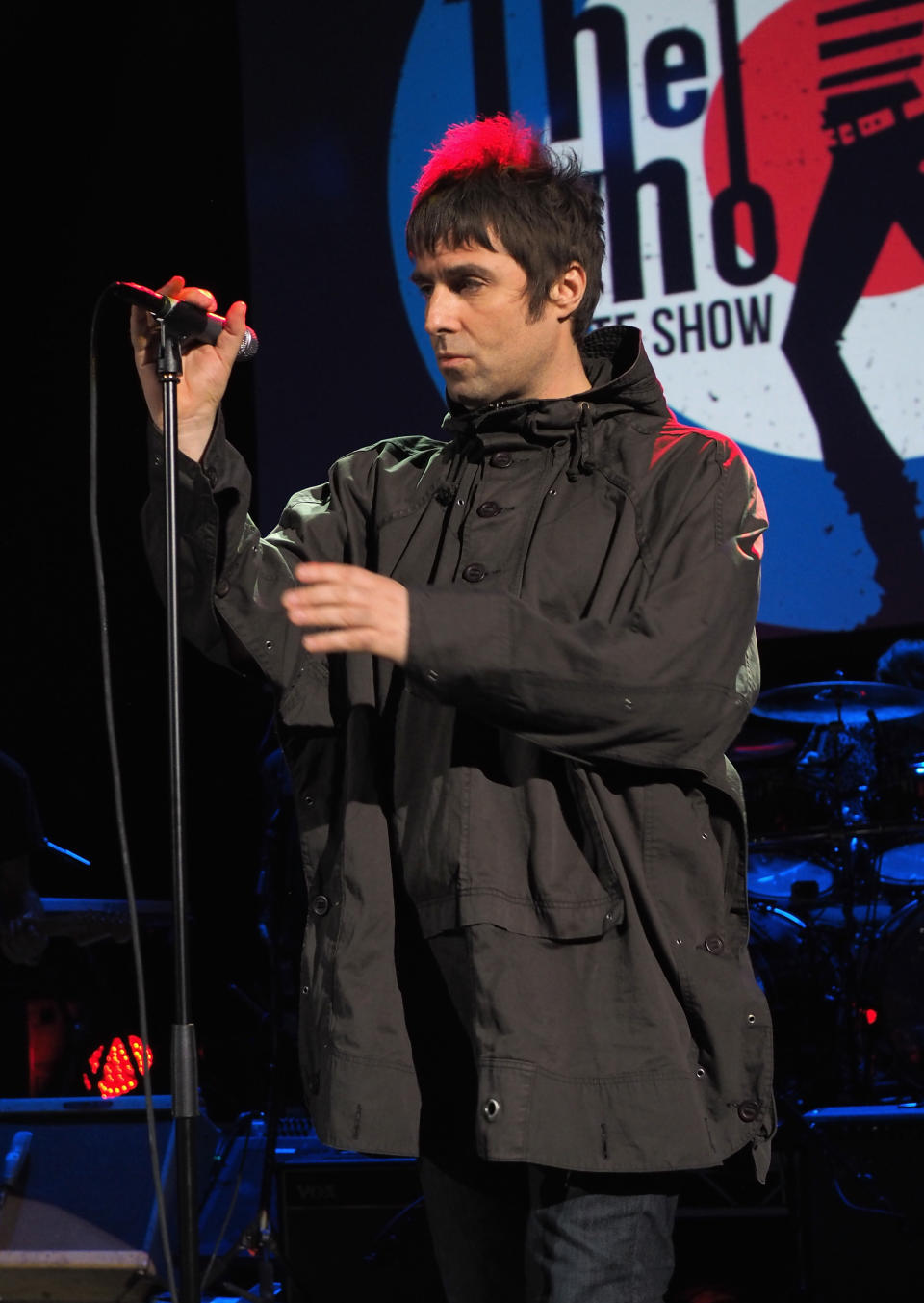 LONDON, ENGLAND - NOVEMBER 11:  (EXCLUSIVE COVERAGE) Liam Gallagher performs on stage as part of an evening of The Who music in aid of Teenage Cancer Trust, at O2 Shepherd's Bush Empire on November 11, 2014 in London, England.  (Photo by Mick Hutson/Getty Images)