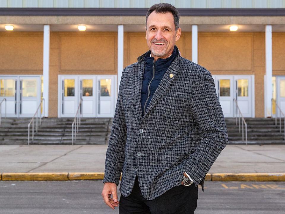  Michael Andlauer, owner of the OHL Hamilton Bulldogs stands outside the Civic Centre in Brantford, Ont.