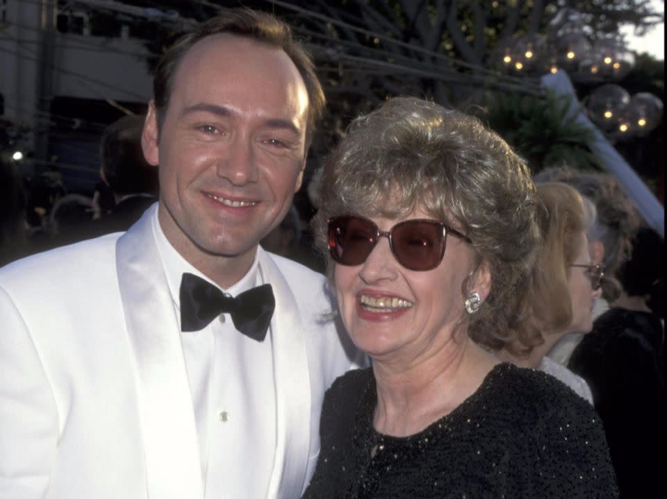 Randall also claimed his mum Kathleen, pictured here with Spacey before she died, didn't do anything to stop the abuse. Source: Supplied