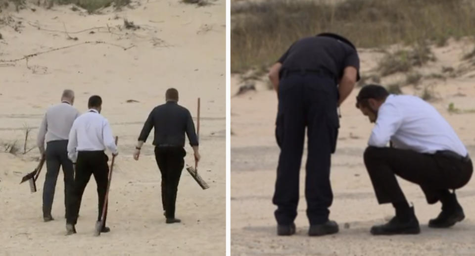 police search the beach