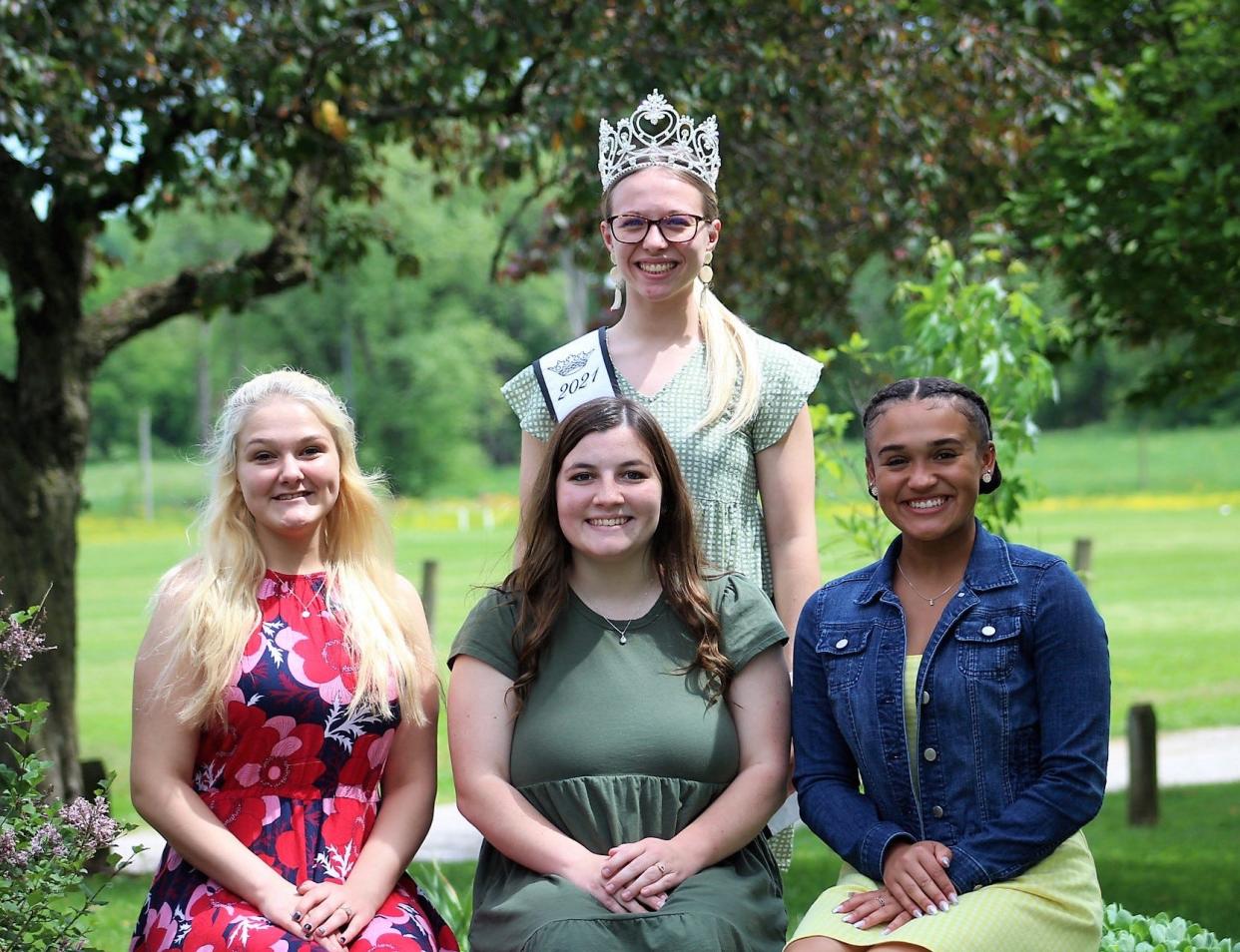 Your 2022 Owen County Fair Queen contestants are, front row, from left: Abigail Miller, Hannah York and Breanna (Bre) Davis. They are accompanied by 2021 Miss Owen County Libby Beeman.