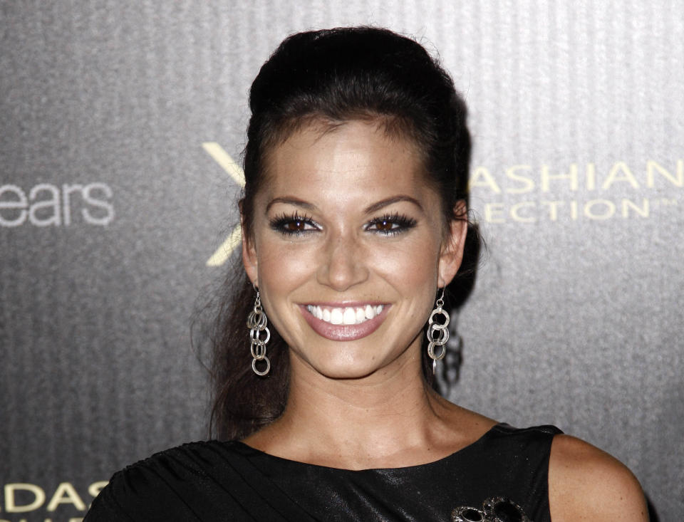 FILE - This Aug. 17, 2011 file photo shows former "The Vachelor" contestant Melissa Rycroft at the Kardashian Kollection launch party in Los Angeles. Rycroft stars in the CMT reality show called "Melissa & Tye." (AP Photo/Matt Sayles, file)