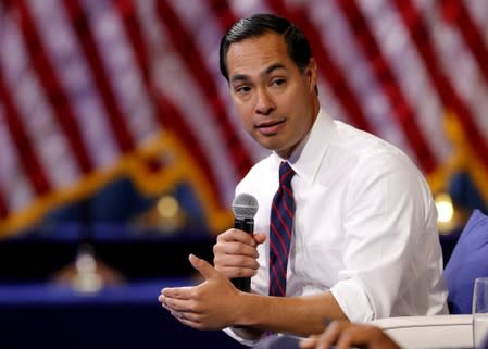 U.S. Democratic presidential candidate and former Housing Secretary Castro responds to a question during a forum held by gun safety organizations the Giffords group and March For Our Lives in Las Vegas