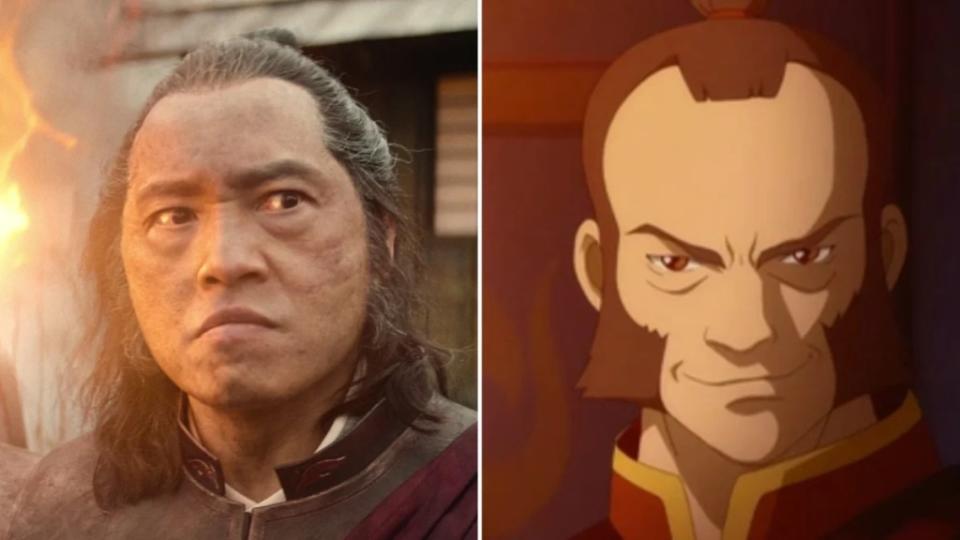 L-R: Ken Leung's Commander Zhao in "Avatar: The Last Airbender" on Netflix and the animated Zhao from the Nickelodeon show