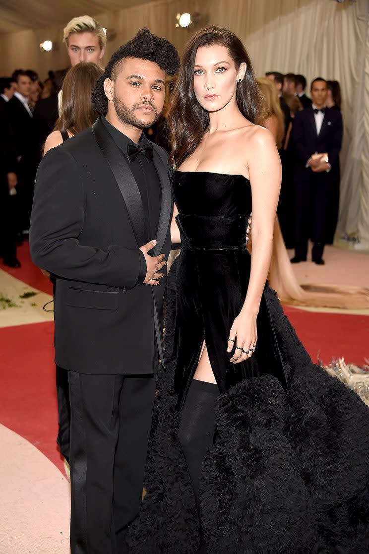 The Weeknd and Bella Hadid attends 