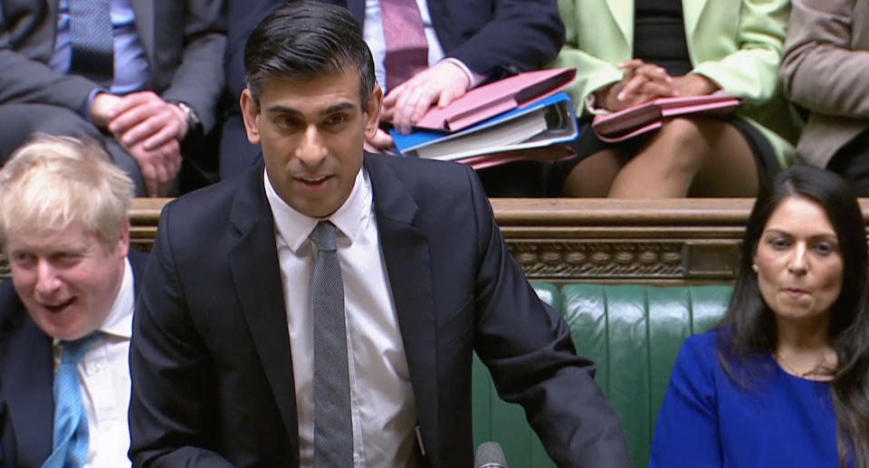 Rishi Sunak unveiling his Spring Statement. Chart: Yahoo Finance