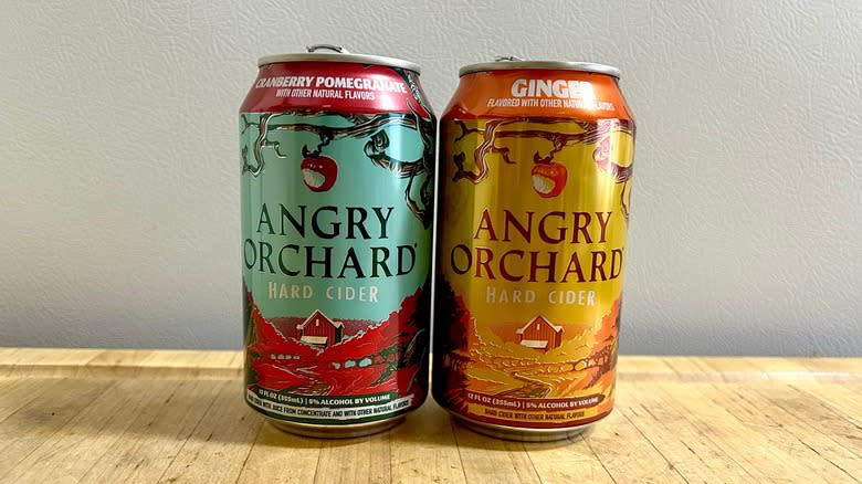 Two cans of Angry Orchard