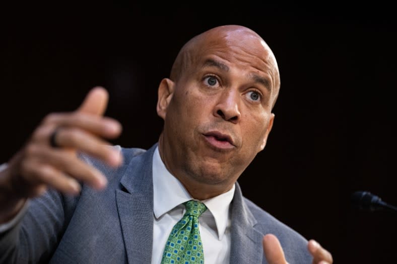 UNITED STATES – MAY 11: Sen. Cory Booker, D-N.J., attends a Senate Judiciary Committee markup in Hart Building on Thursday, May 11, 2023. (Tom Williams/CQ-Roll Call, Inc via Getty Images)