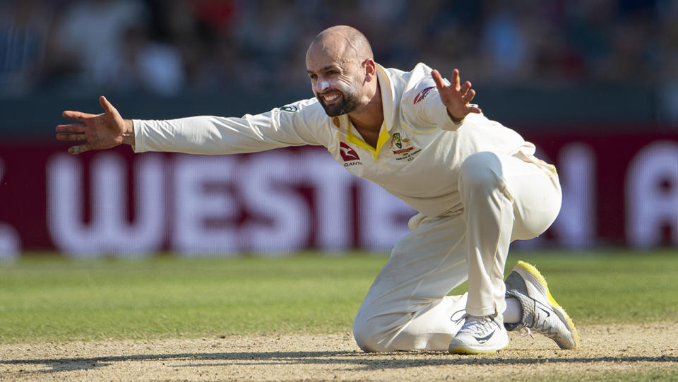 Nathan Lyon is pictured appealing during the 2019 Ashes series.