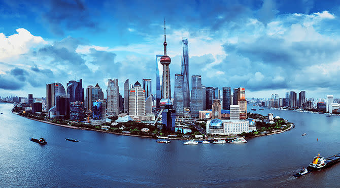 The storm surge in Shanghai Lujiazui financial district,this picture can be used in car ads,real estate ads,finance ads and tourism ads.