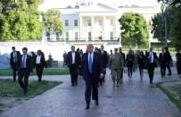 U.S. President Trump walks out of the White House to visit St John's Church in Washington