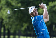 Jordan Spieth hits a shot on the 13th hole during the second round of the AT&T Byron Nelson golf tournament in McKinney, Texas, on Friday, May 13, 2022. (AP Photo/Emil Lippe)