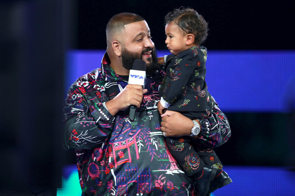 <p>DJ Khaled and his baby Asahd Tuck Khaled attend the VMAs. (Photo: Rich Fury/Getty Images) </p>
