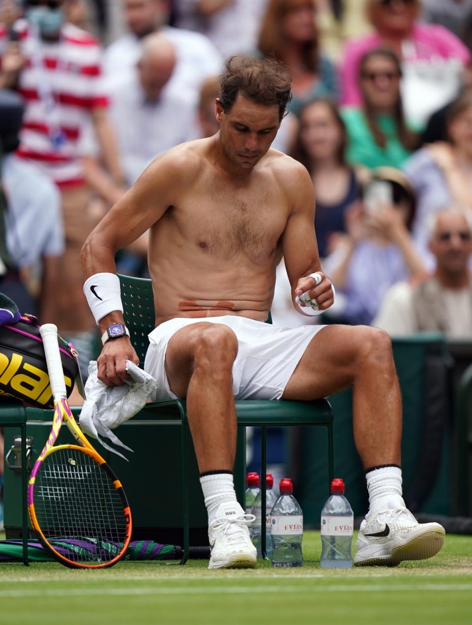 Nadal had strapping on an abdominal injury (Adam Davy/PA) (PA Wire)