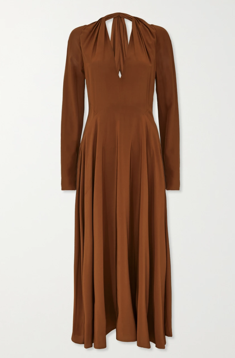 8) Cutout Gathered Silk Midi Dress