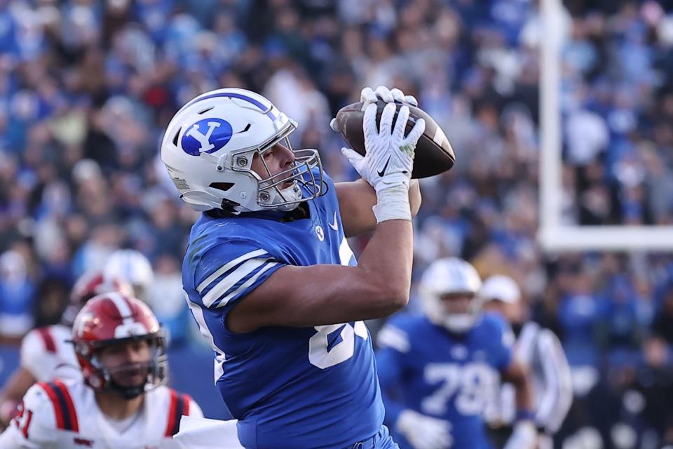 BYU tight end Isaac Rex's career has been marred by injuries, but the 6-foot-6, 250-pound senior has caught 21 touchdown passes and has drawn interest from NFL scouts. He'll be a top weapon in the Cougars' passing game.