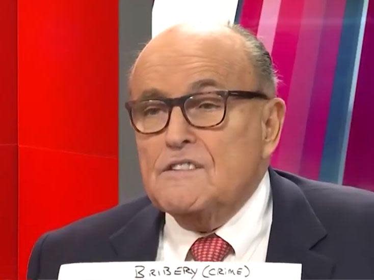 Rudy Giuliani appeared on One America News to produce what he claims is evidence of corruption by Joe Biden: One American News