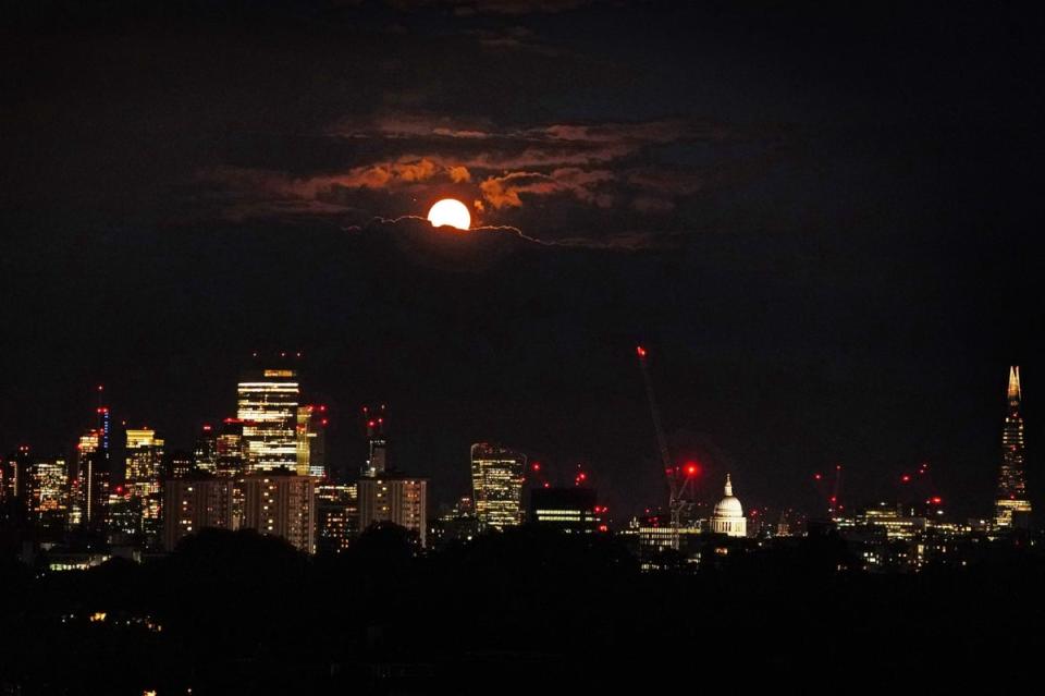 The super blue moon over the city of London seen from Primrose Hill (PA)