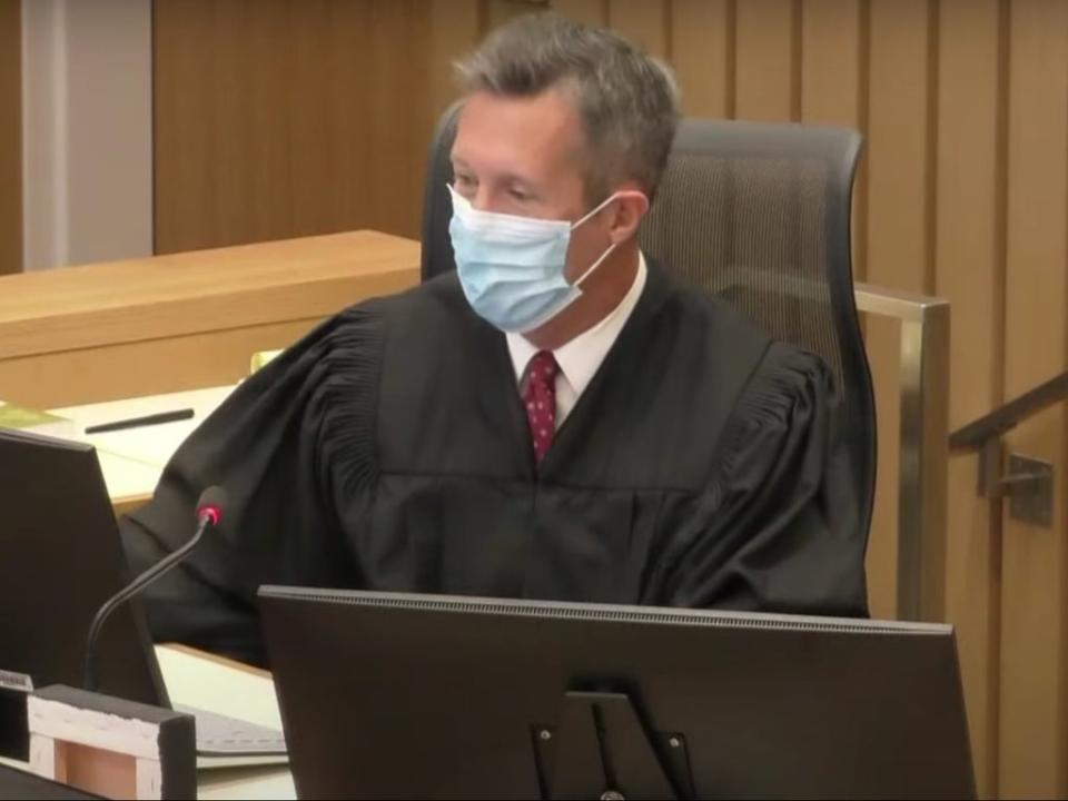 Judge Christopher Ramras during Nancy Brophy’s trial on 4 April 2022 in Portland, Oregon (YouTube/KGW News)