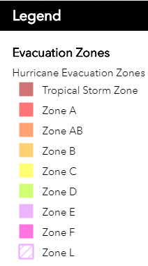 Florida Department of Emergency Management evacuation zones.