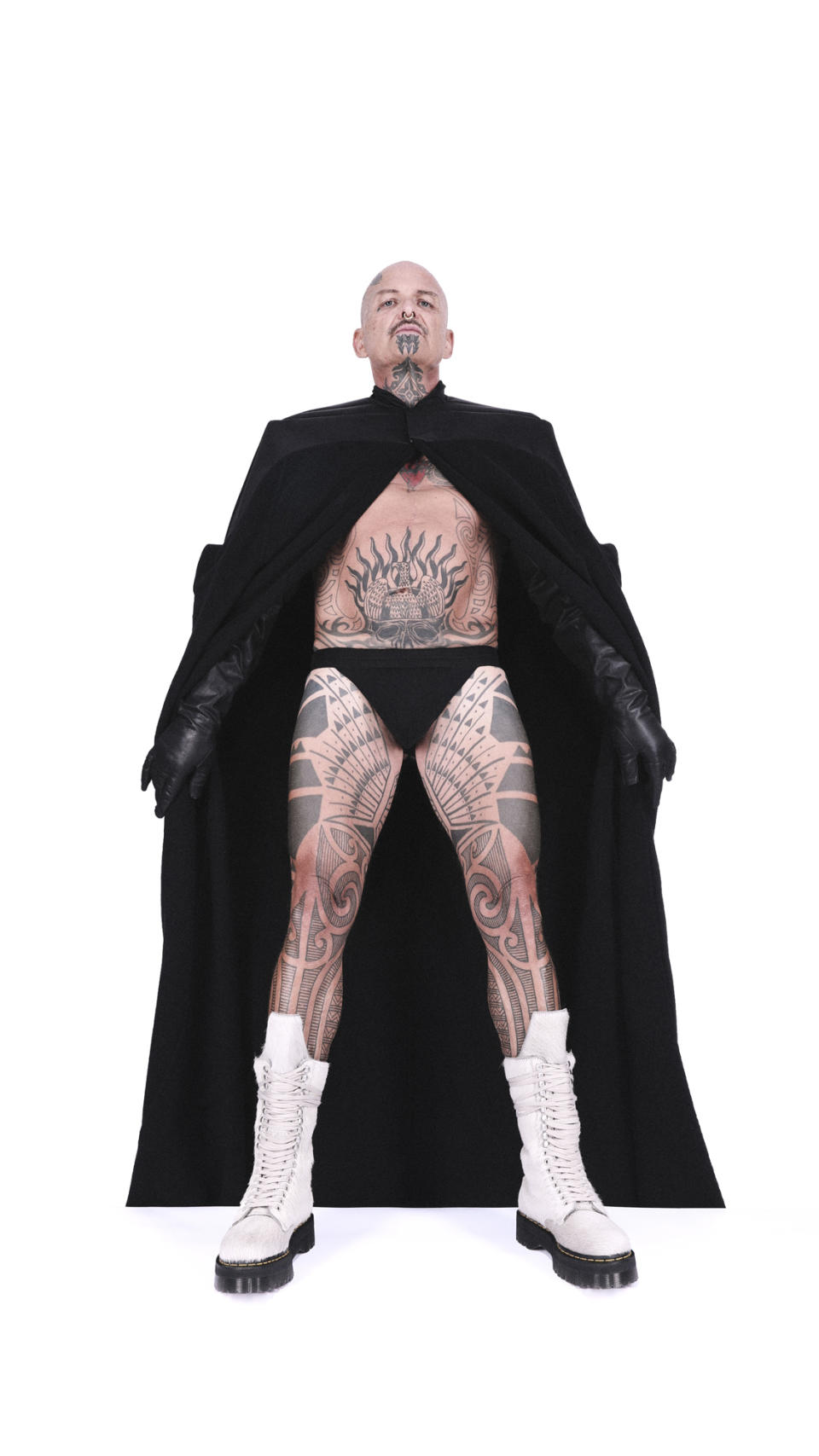 Ron Athey fronts the Dr. Martens x Rick Owens campaign.