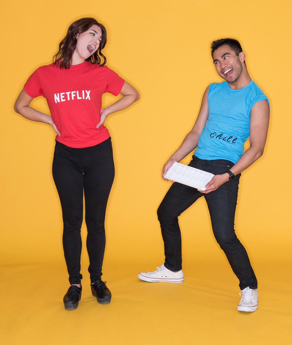two people dressed as "Netflix" and "Chill"