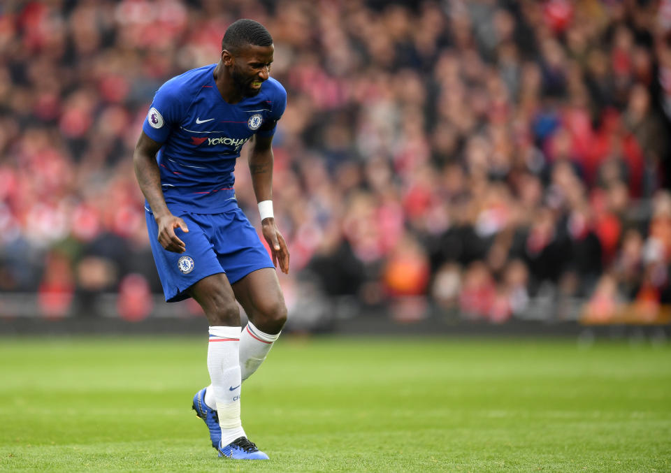 Antonio Rudiger limped off in the first half. (Credit: Getty Images)
