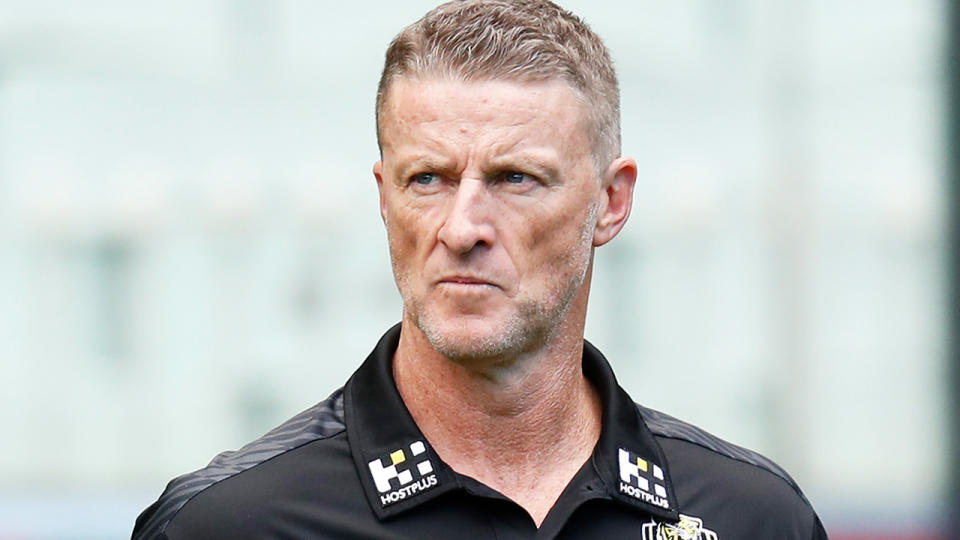 Richmond Tigers coach Damien Hardwick has criticised new rules in the VFL aimed at reducing the amount of players around each contest. (Photo by Michael Willson/AFL Photos via Getty Images)