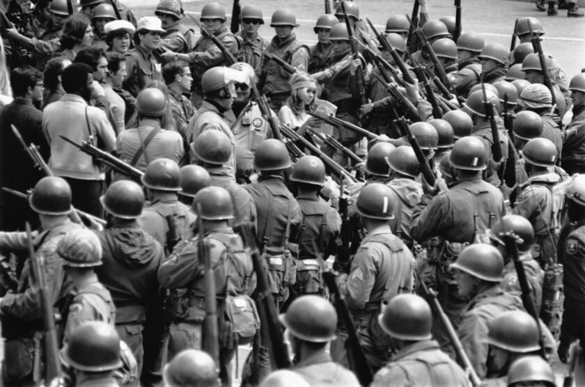 In response to student demonstrations over the closure of People's Park in 1969, Governor Ronald Reagan called in the National Guard to restore order on the University of California at Berkeley campus. (Photo by © Ted Streshinsky/CORBIS/Corbis via Getty Images)