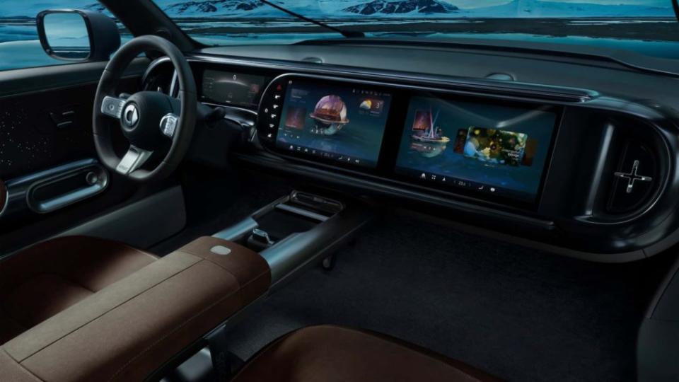 #5 Concept車內的雙13吋OLED螢幕車機，是由AMD Ryzen V2000處理器驅動。(圖片來源 / Smart)