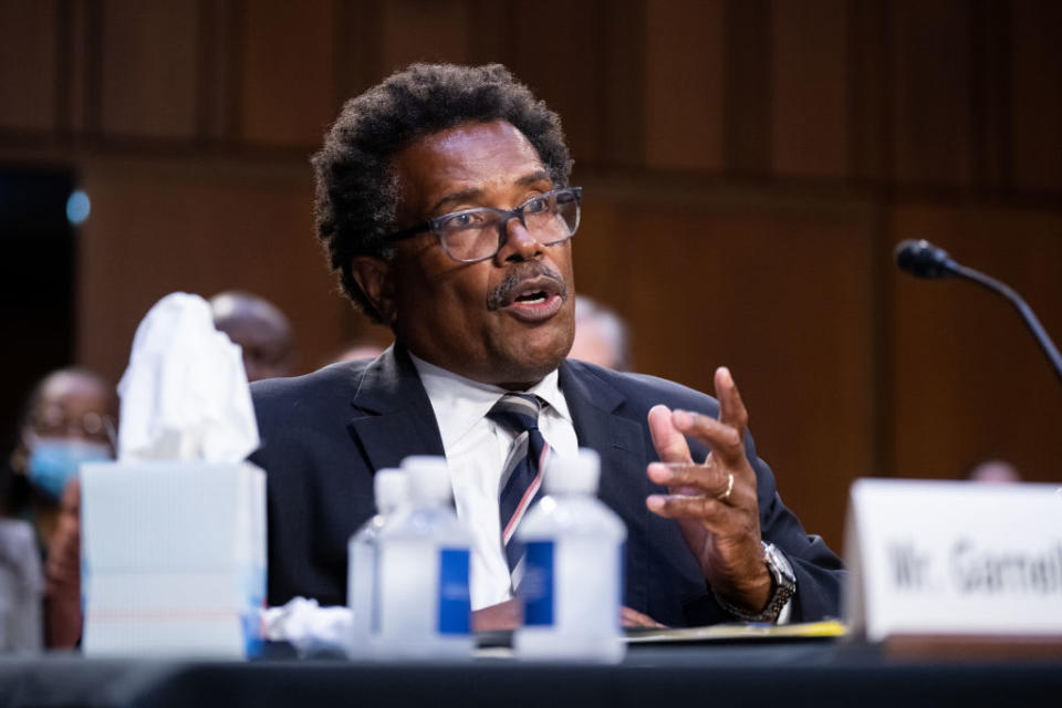 <div class="inline-image__caption"><p>Garnell Whitfield, Jr. testifies during the Senate Judiciary Committee hearing on Examining the Metastasizing Domestic Terrorism Threat After the Buffalo Attack.</p></div> <div class="inline-image__credit">Bill Clark</div>