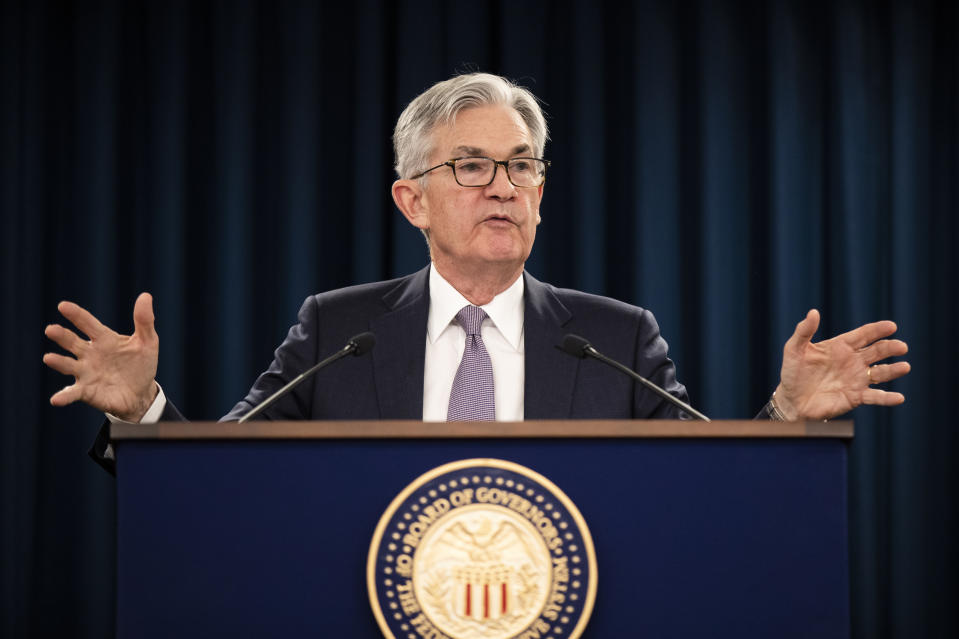 Federal Reserve Chair Jerome Powell speaks during a news conference following the Federal Open Market Committee meeting in Washington, Wednesday, Jan. 29, 2020. (AP Photo/Manuel Balce Ceneta)