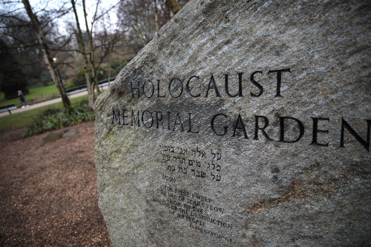 LONDON, ENGLAND - JANUARY 27: The Holocaust Memorial in Hyde Park is pictured on January 27, 2017 in London, England. Holocaust memorial day today marks the 72nd anniversary of the liberation of the Auschwitz concentration and extermination camp by Soviet troops. (Photo by Jack Taylor/Getty Images)