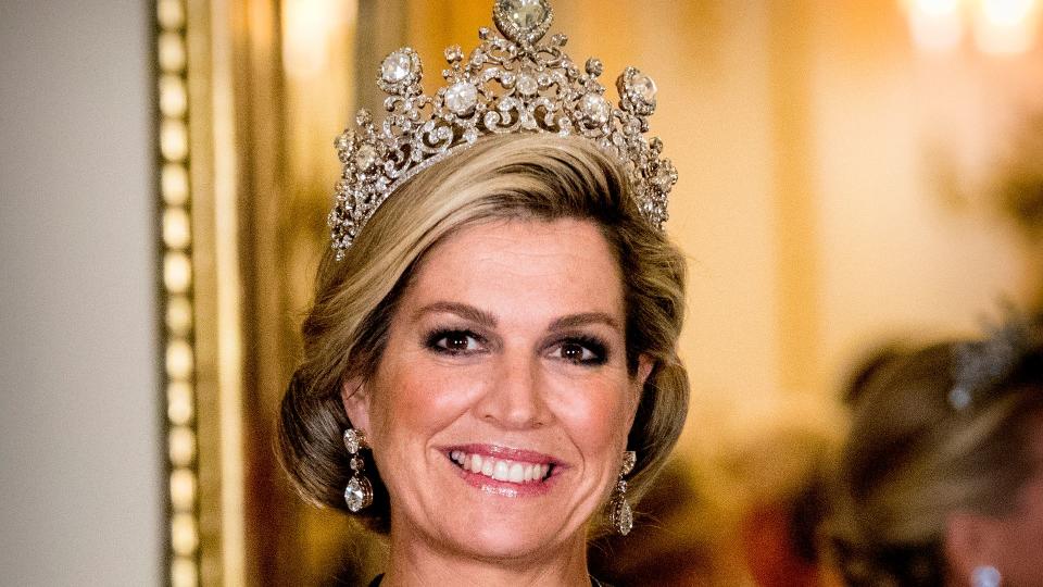 Queen Maxima wearing tiara and sash