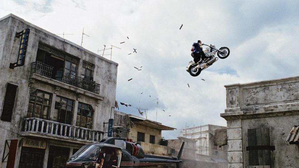 Motorbike over helicopter (Tomorrow Never Dies)