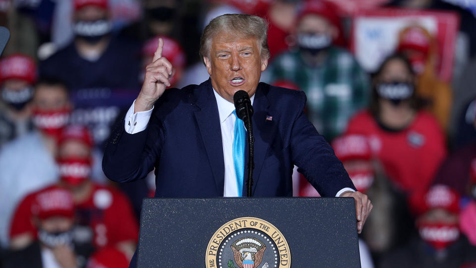 President Donald Trump speaks during a campaign rally at Harrisburg International Airport in Middletown, Pennsylvania on September 26, 2020. (Tayfun Coskun/Anadolu Agency via Getty Images)