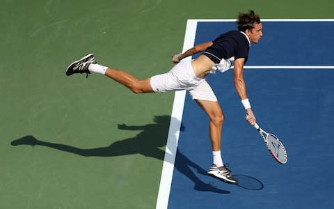 Daniil Medvedev of Russia serves to David Goffin of Belgium - Daniil Medvedev: 'Consistency is why I am now one of the best in the world' - Credit: GETTY IMAGES