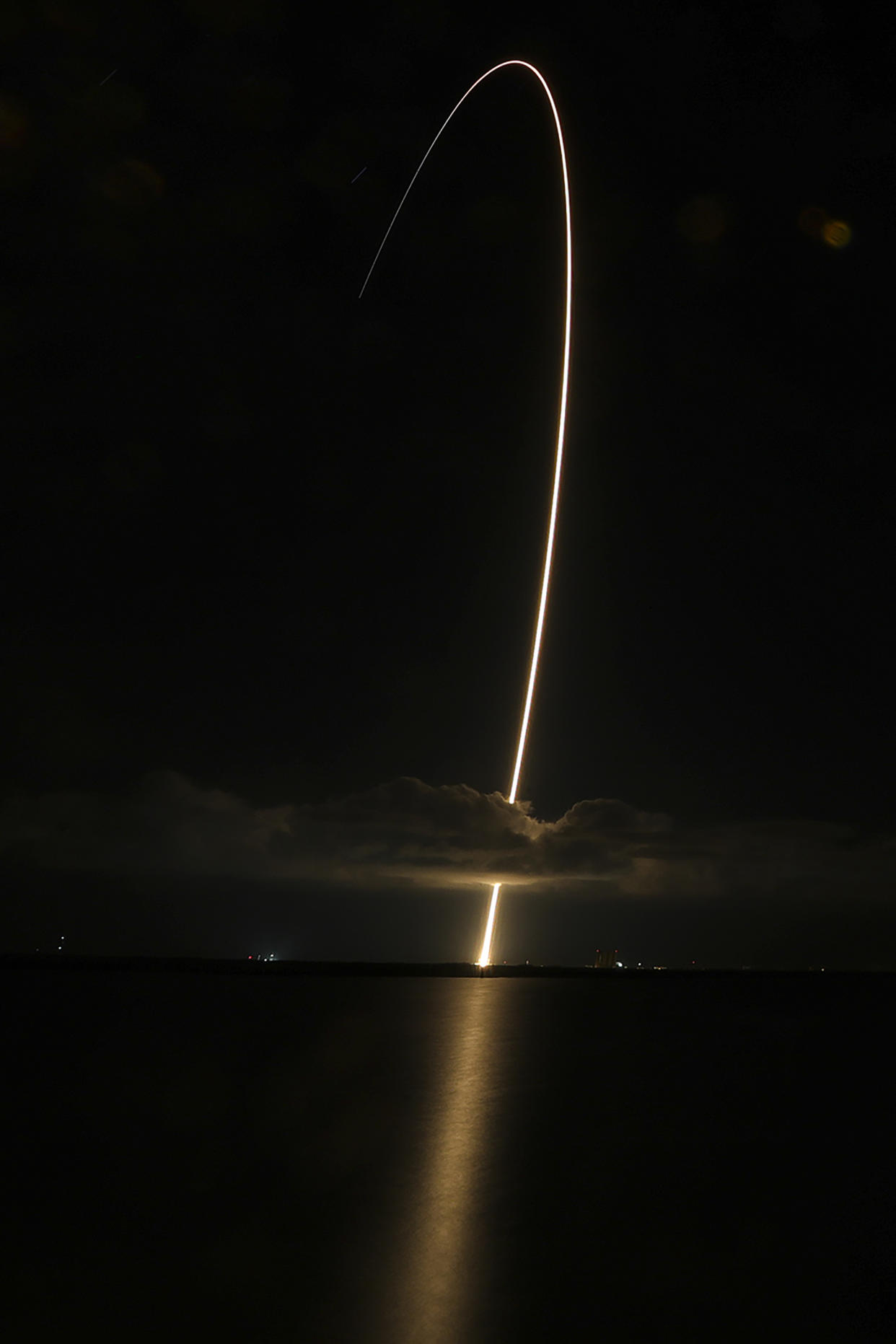 A United Launch Alliance Atlas V rocket with the Lucy spacecraft aboard launches from Space Launch Complex 41, Saturday, Oct. 16, 2021, at Cape Canaveral Space Force Station in Florida. (Chasity Maynard/Orlando Sentinel via AP)