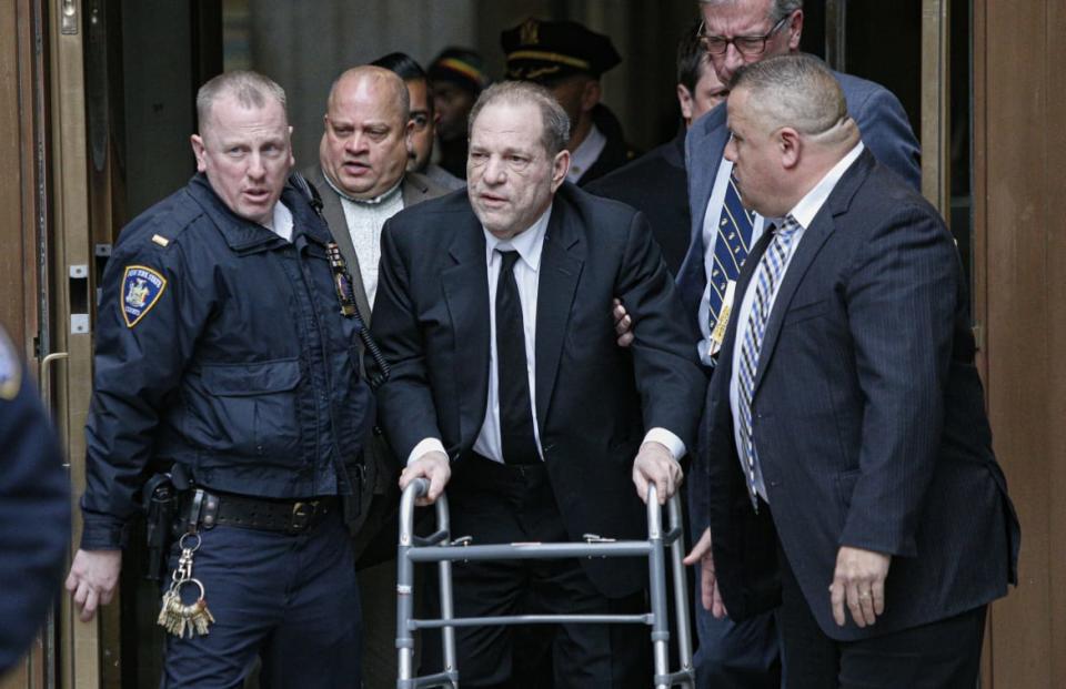 <div class="inline-image__caption"><p>Harvey Weinstein leaves the court on January 6, 2020, in New York City.</p></div> <div class="inline-image__credit">Kena Betancur/Getty</div>