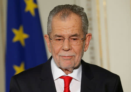 Austrian President-elect Alexander Van der Bellen leaves a news conference in Vienna, Austria, December 6, 2016. REUTERS/Heinz-Peter Bader