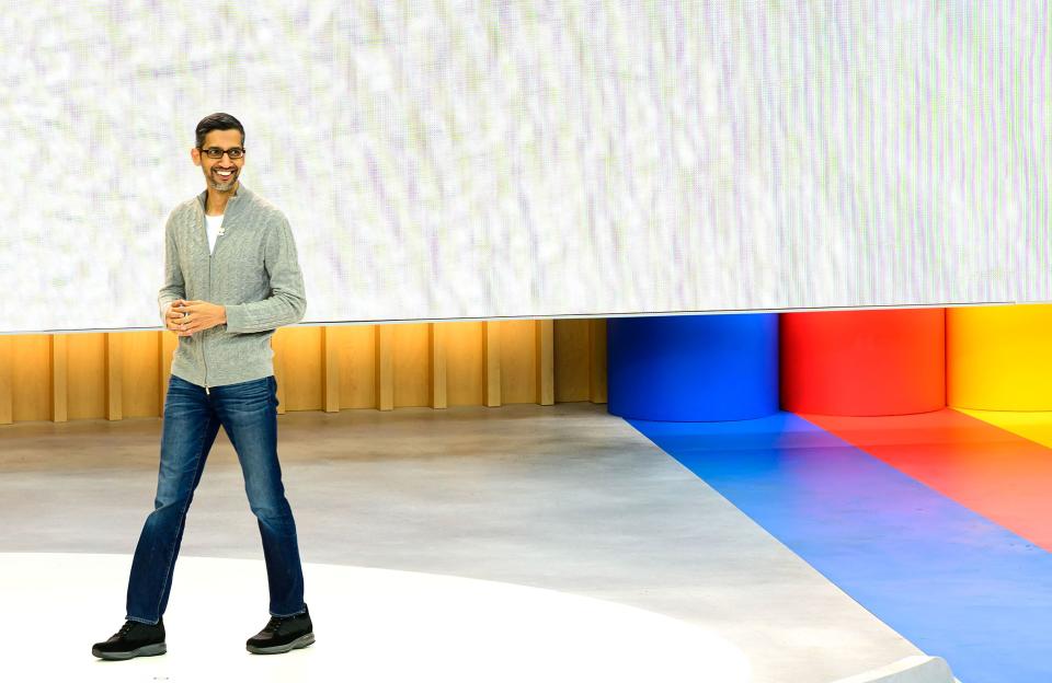 Google CEO Sundar Pichai在加州親自主持開發者大會 (Photo by Josh Edelson / AFP) (Photo by JOSH EDELSON/AFP via Getty Images)