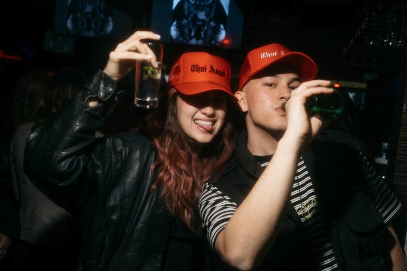 LOS ANGELES, CA - FEBRUARY 10: DJ duo gears up for their performance on the dance floor with a pre-game session, setting the musical stage for the night Saturday, February 10, 2024 (Jett Lara / For The Times)