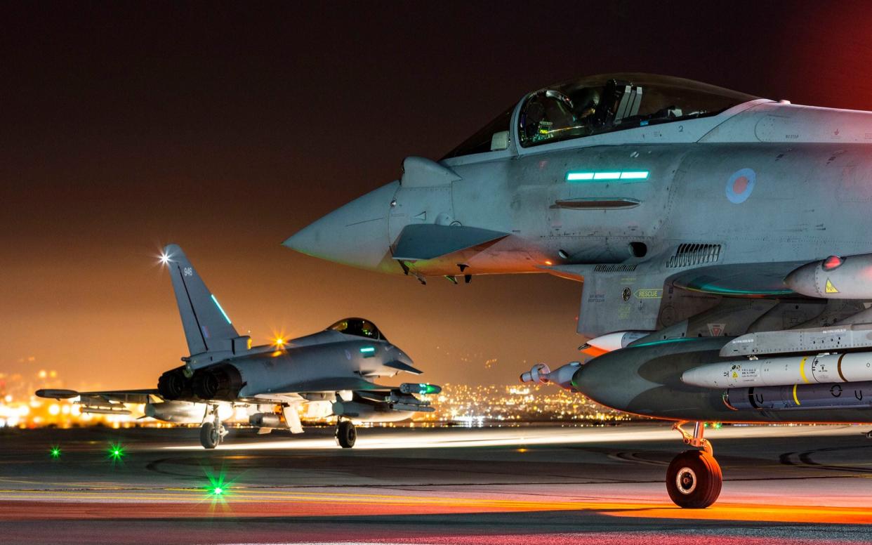 Paveway IV bombs and three Typhoon FGR4s using Storm Shadow cruise missiles, the first operational use of such a missile from a Typhoon FGR4 aircraft, conducted the attack -  Cpl Tim Laurence/PA