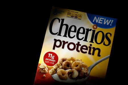 A box of Cheerios cereal containing protein is seen in this photo illustration in Wilmette, Illinois, September 12, 2014. REUTERS/Jim Young