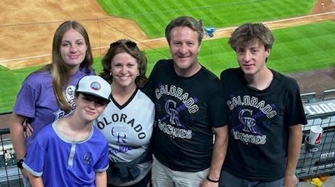 The Kooyer family at a Colorado Rockies game.