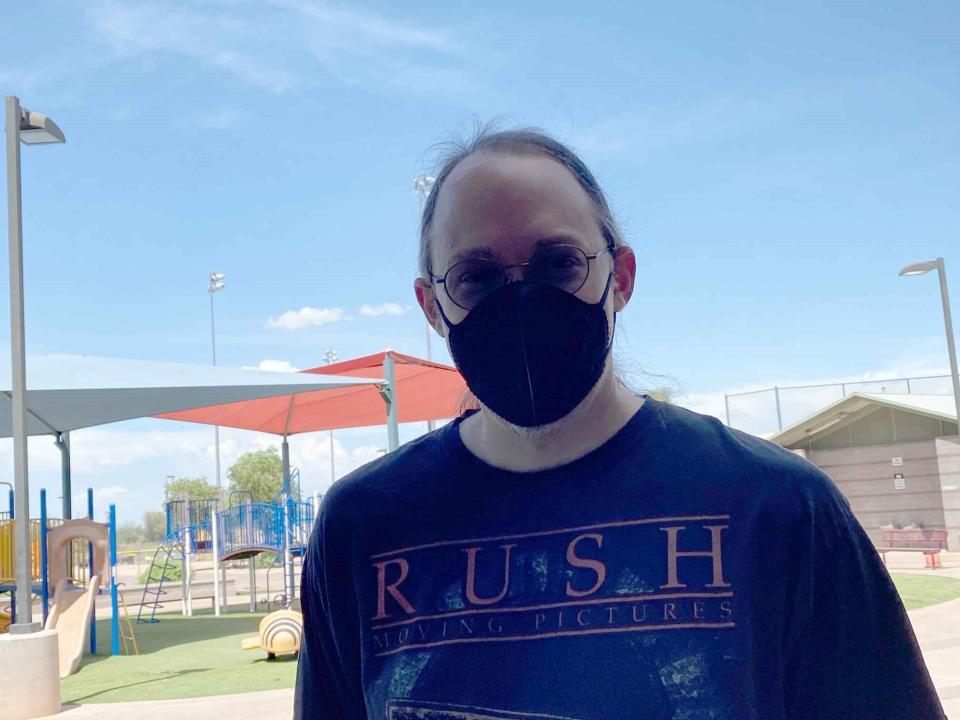 Jason Nicklin of Laveen cast his vote in the 2022 August primary election at the Gila River Indian Community’s District 7 Community Center.