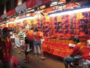 Waxed duck sausage stall